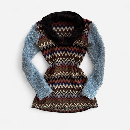Funky Textured Knit Off Shoulder Sweater (S)