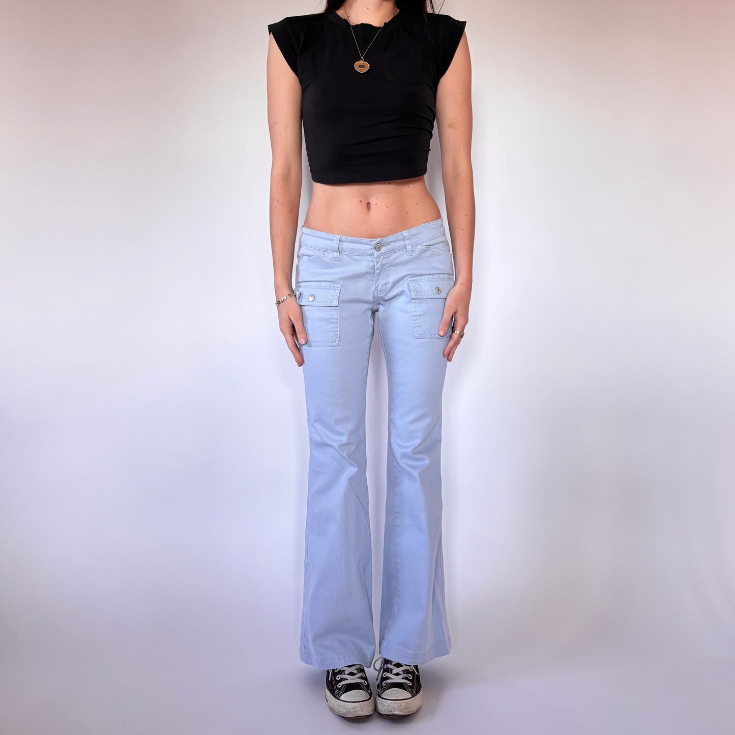 Y2K Baby Blue Low Rise Flares (XS/S)