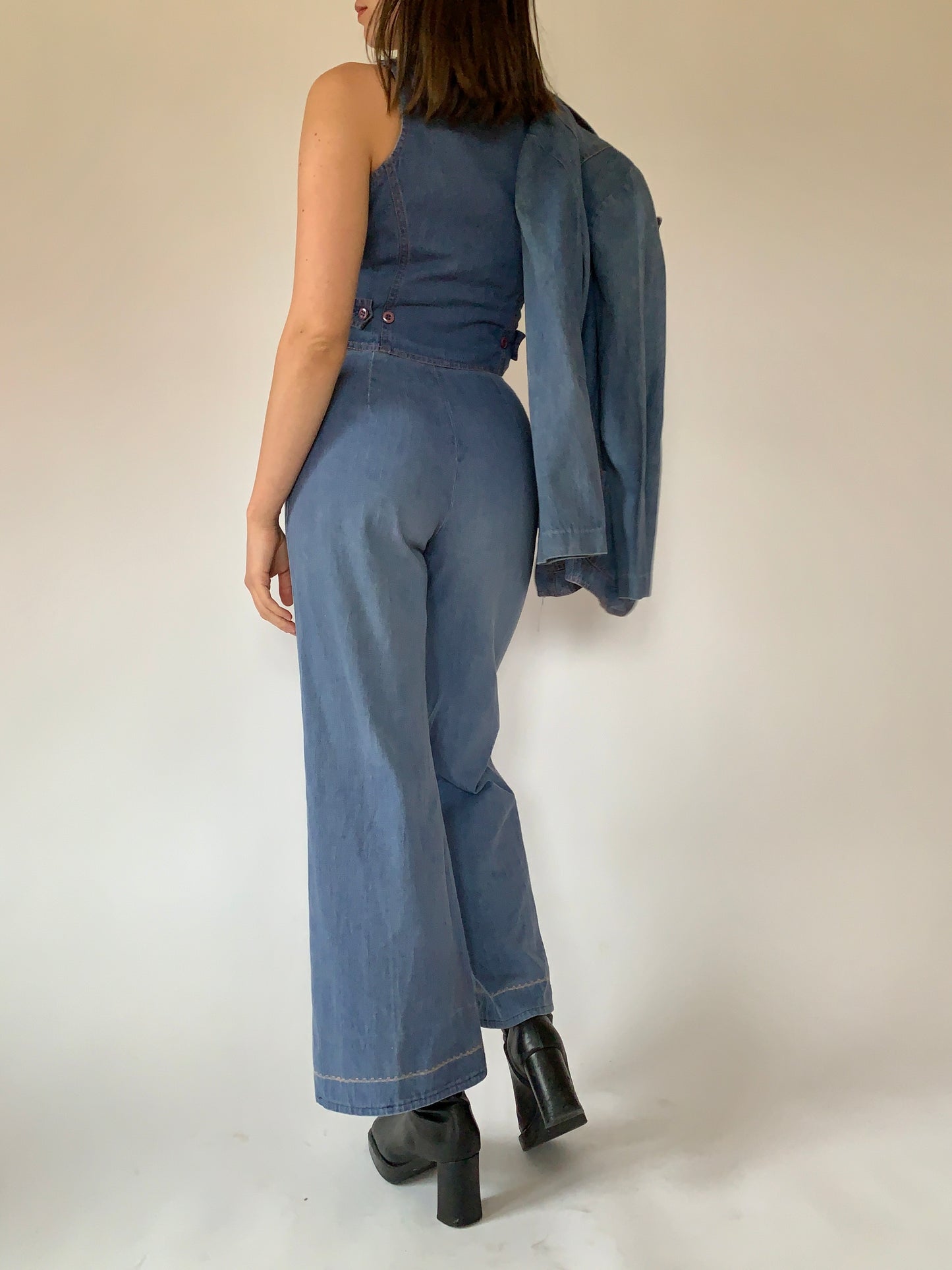 Vintage 1970s Denim Suit - Small