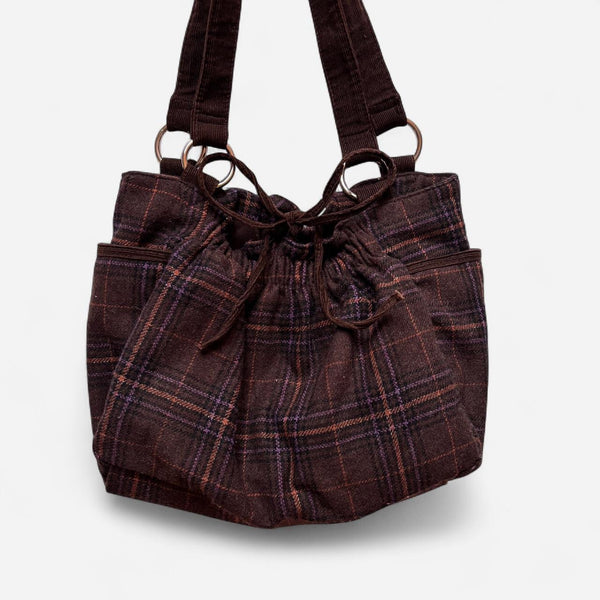Y2K Brown Plaid Bag