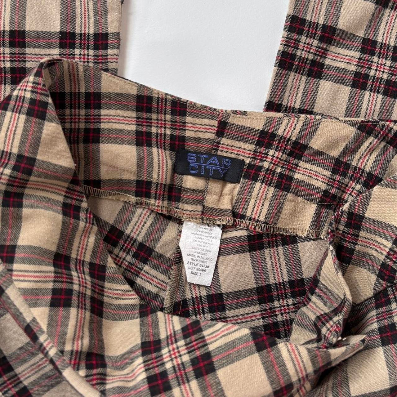 Y2K Plaid Flare Trousers (XS)