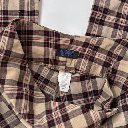 Y2K Plaid Flare Trousers (XS)