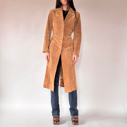 Y2K Suede Leather Trenchcoat (S)