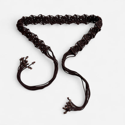 Boho Beaded Tie Belt