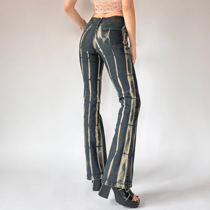 Y2K Bleach Striped Jeans (XS)