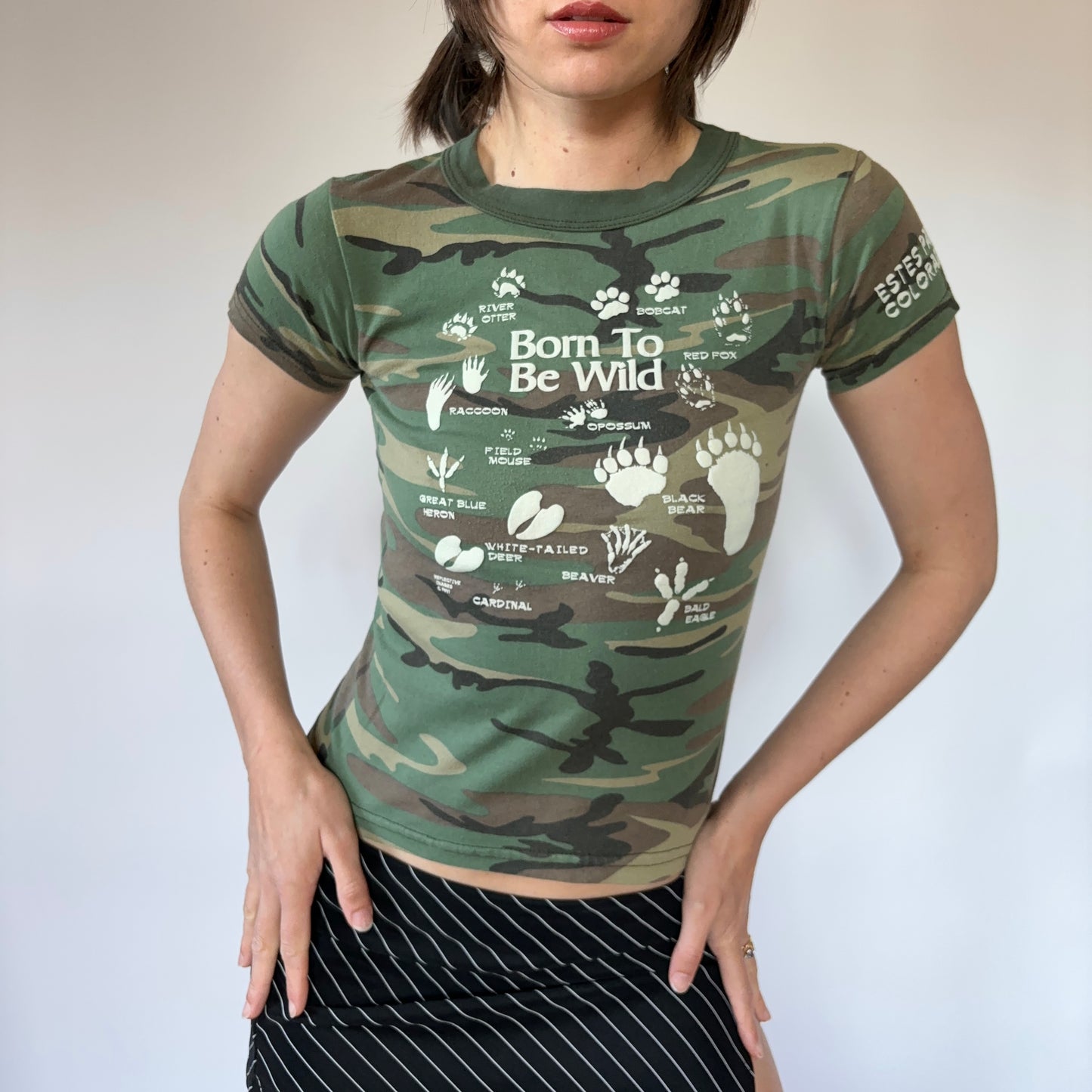 90s Camo Baby Tee (XXS)