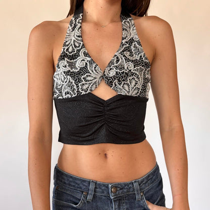 Y2K Beaded Backless Halter (S)