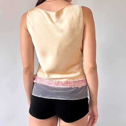 Y2K Silk Embellished Top (M)