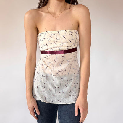 Y2K Strapless Ribbon Top (M)