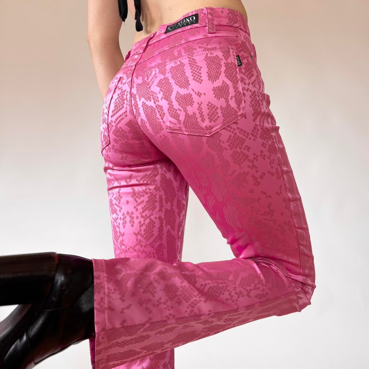Y2K Pink Snakeskin Pants (XXS)