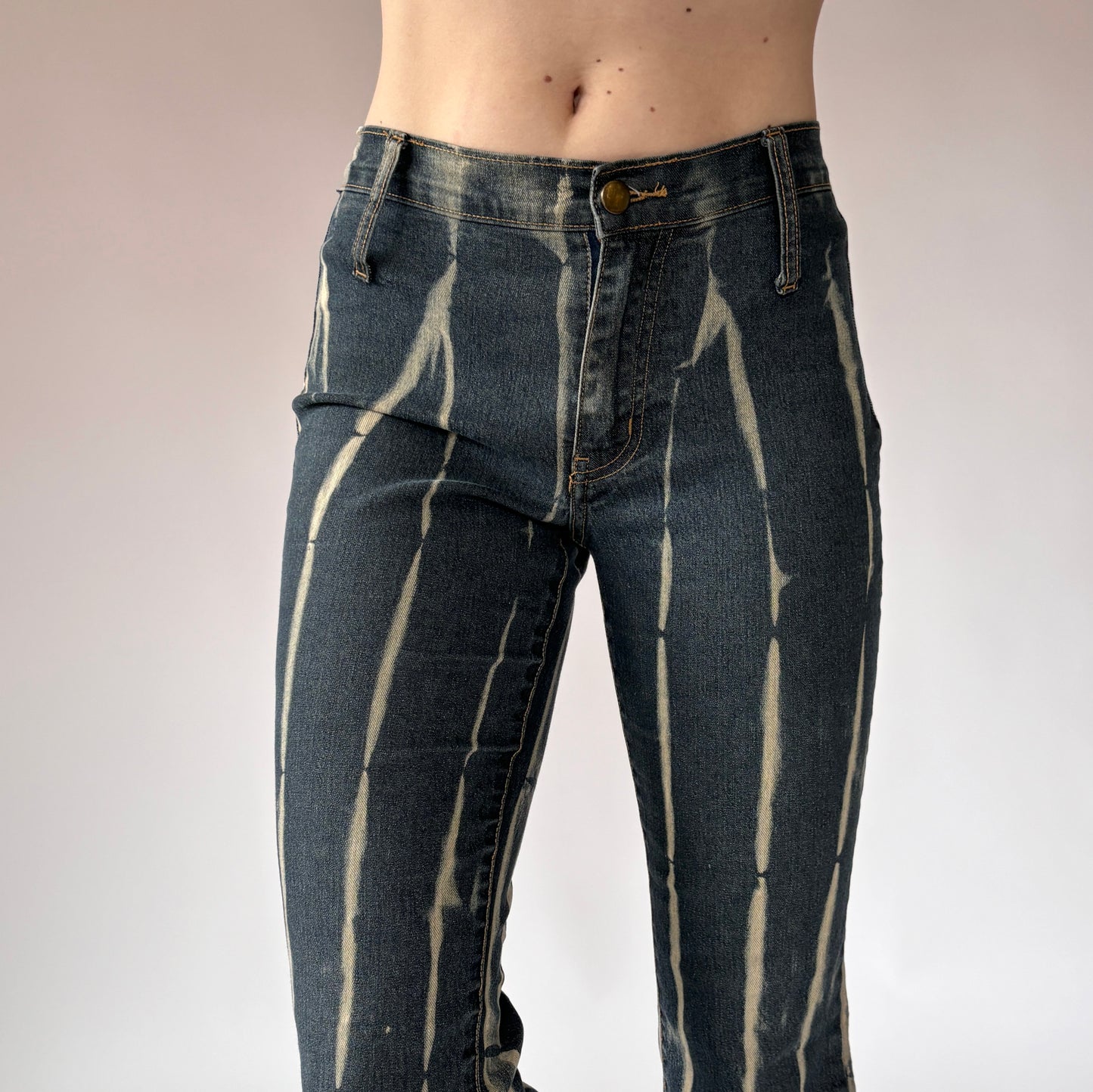 Y2K Bleach Striped Jeans (XS)