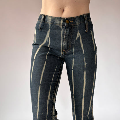 Y2K Bleach Striped Jeans (XS)