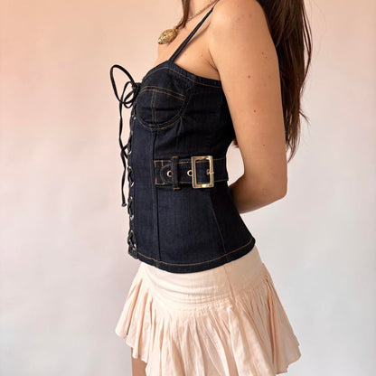 Y2K Deadstock Denim Corset Top (M)