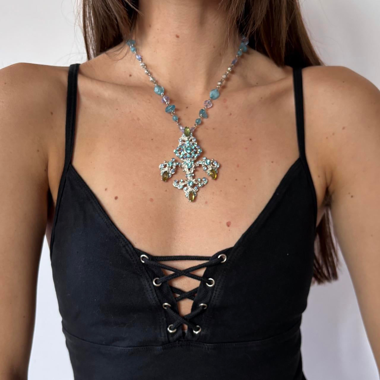 Rhinestone Fleur De Lis Necklace