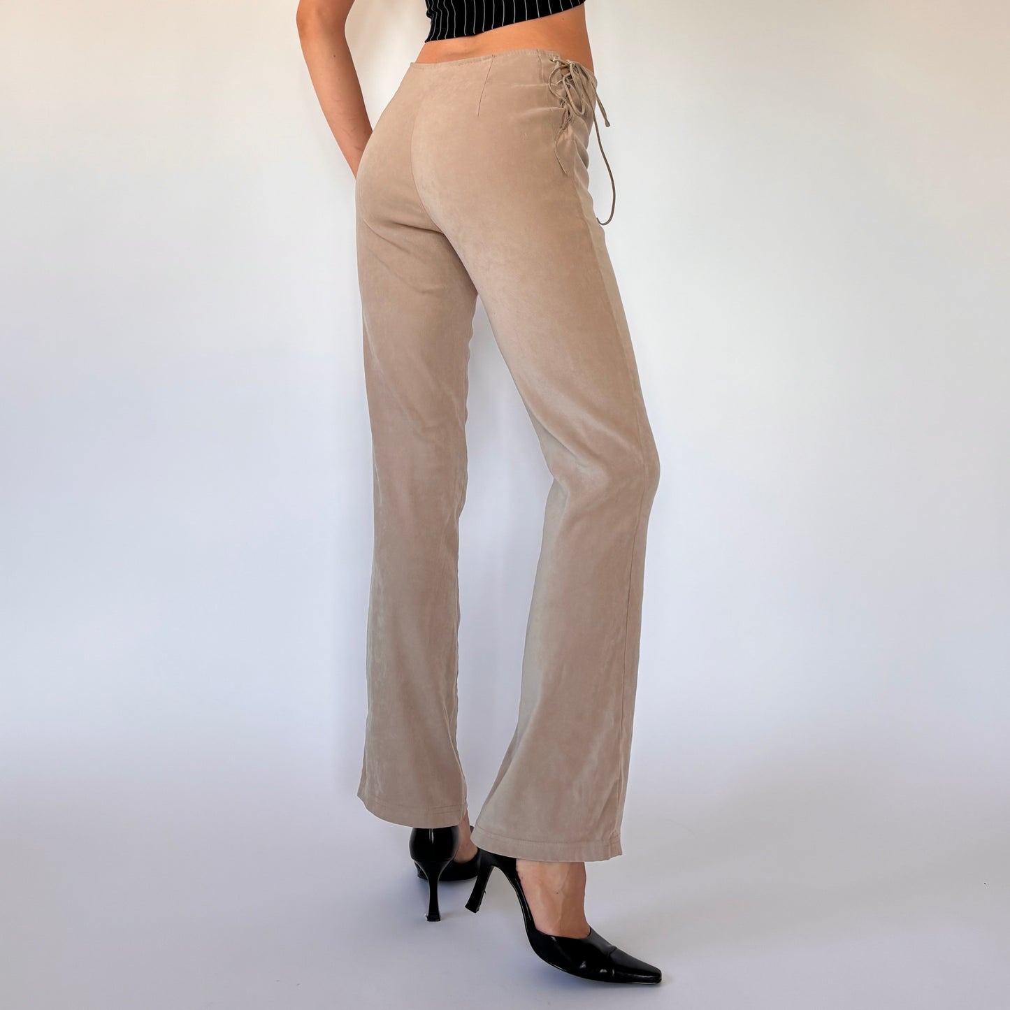 Y2K Nude Lace Up Pants (S)