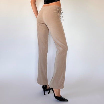 Y2K Nude Lace Up Pants (S)