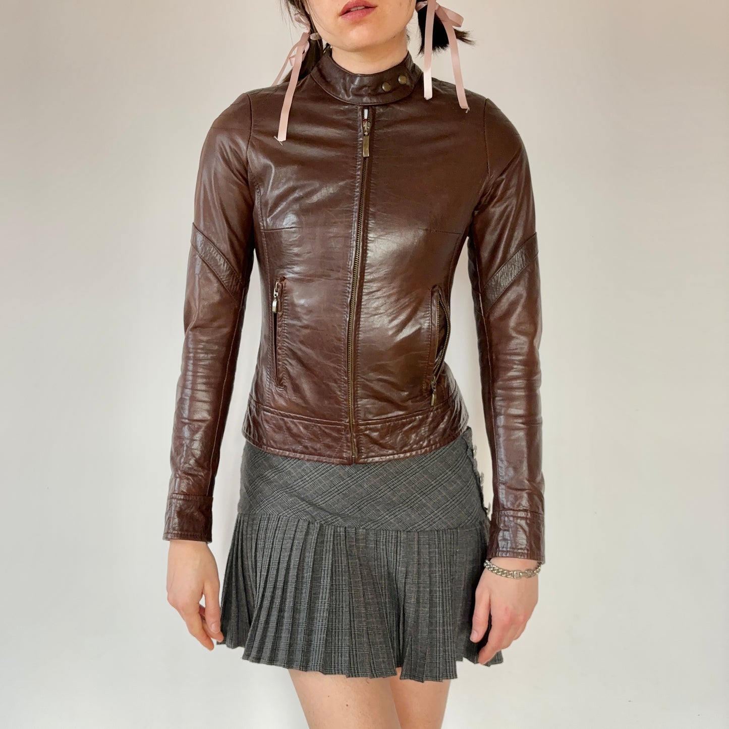 90s Leather Moto Jacket (XXS)