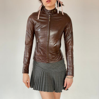 90s Leather Moto Jacket (XXS)