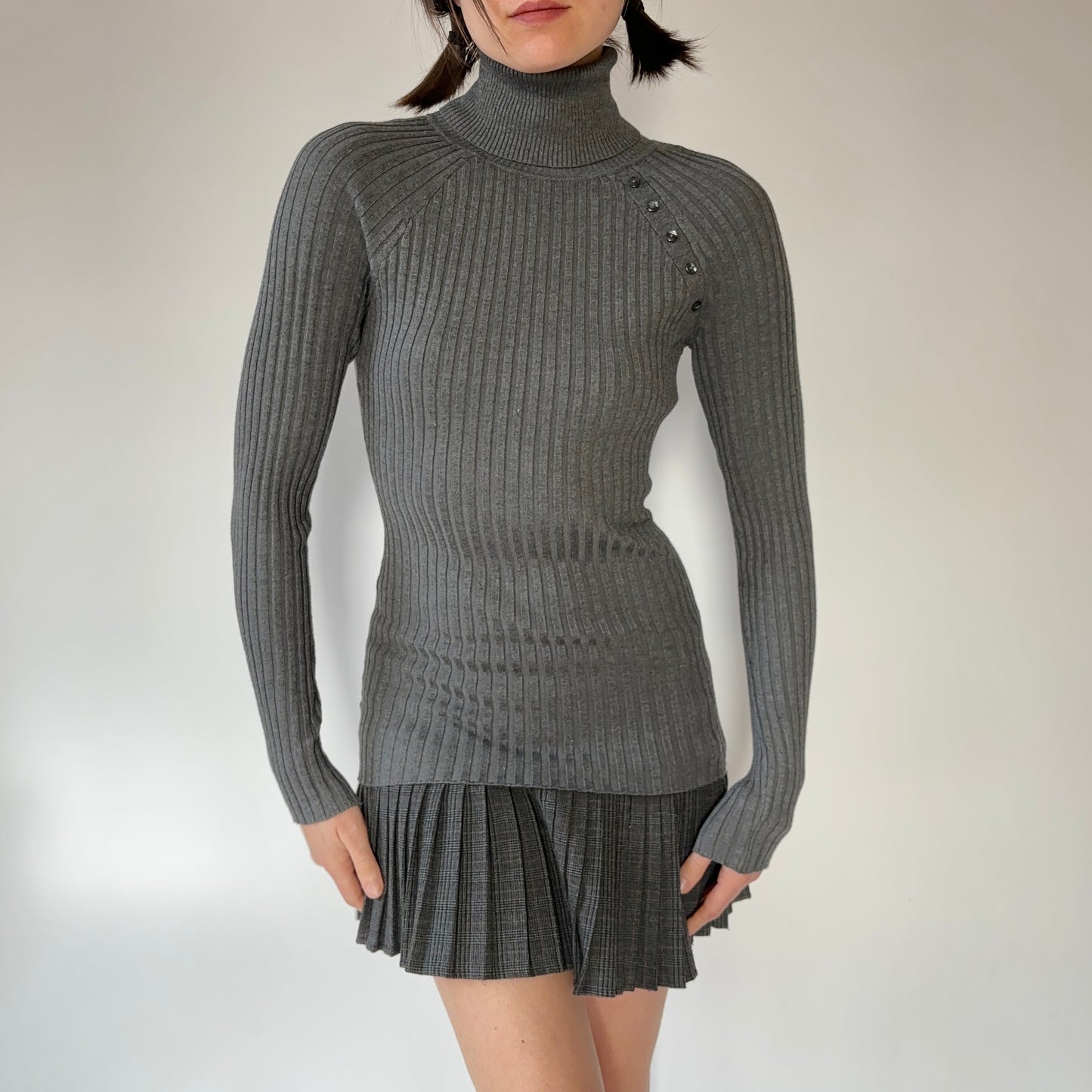 2000s Charcoal Ribbed Turtleneck (S)
