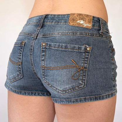 Y2K Low Rise Micro Denim Shorts (XXS/XS)