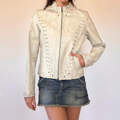 Y2K Wilson’s Studded & Painted Leather Jacket (S/M)
