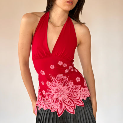 Y2K Cherry Blossom Halter (XS/S)