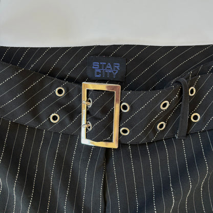 2000s Belted Pinstripe Trousers (M)