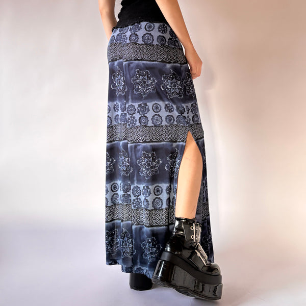 90s Slinky Blue Maxi Skirt (S)