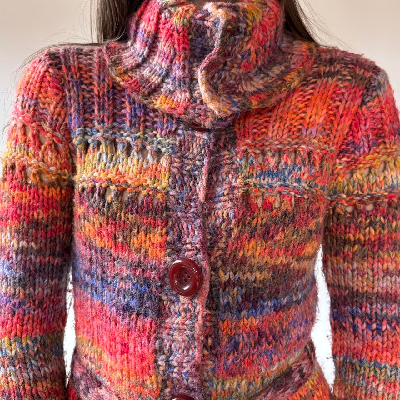 Y2K Chunky Knit Duster Cardigan (S)