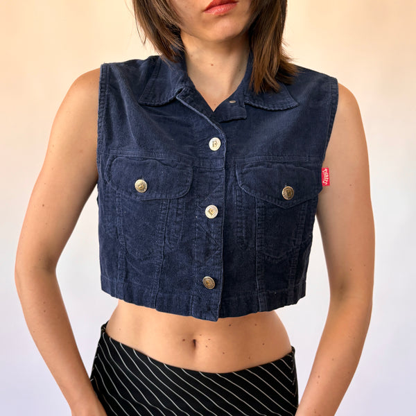 90s Corduroy Cropped Vest (S/M)