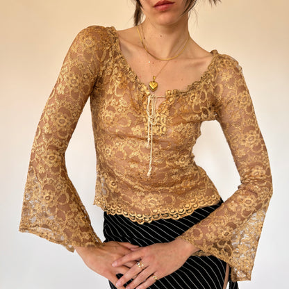 Y2K Boho Bell Sleeve Top (XS/S)