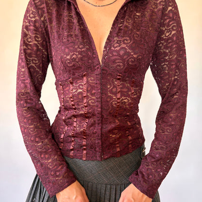 90s Plum Lace Top (M)
