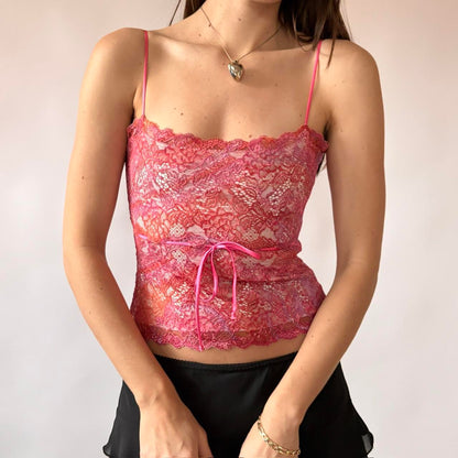 Y2K Pink Lacy Cami Top (XS/S)
