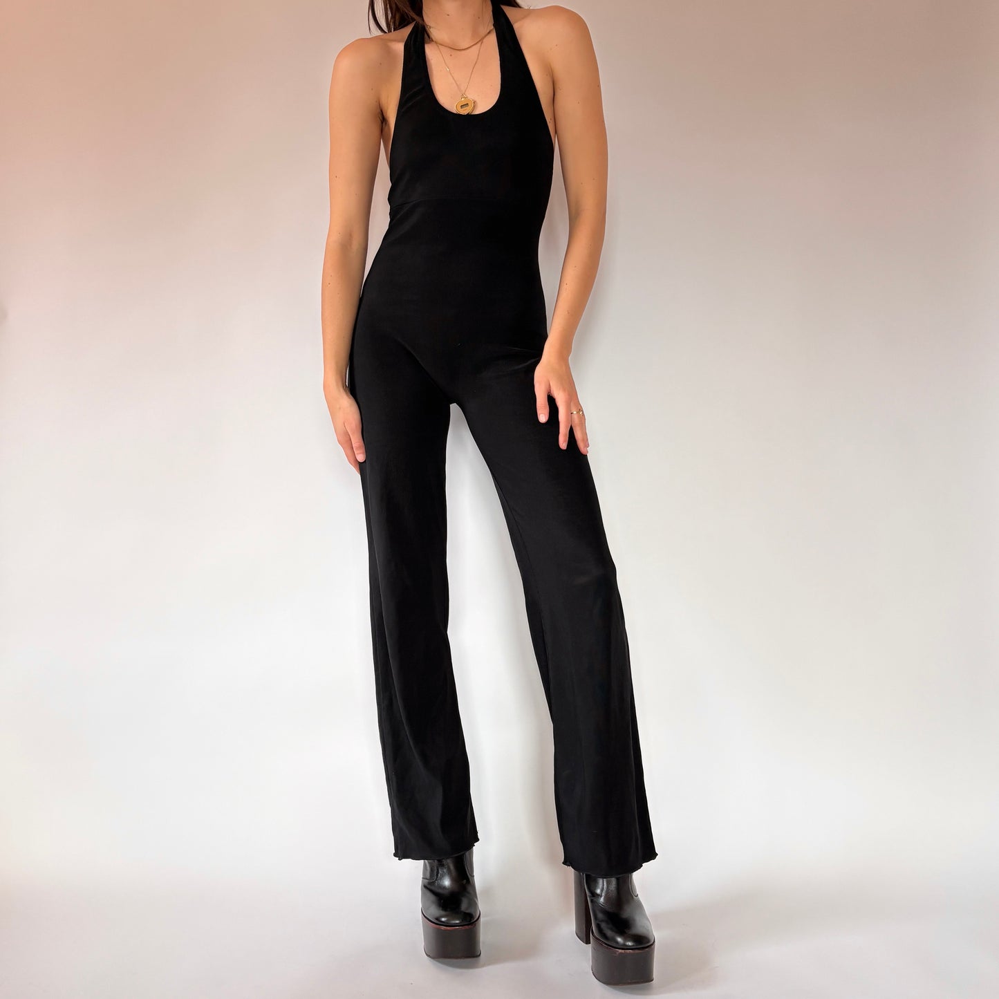 90s Noir Stretch Jumpsuit (S/M)