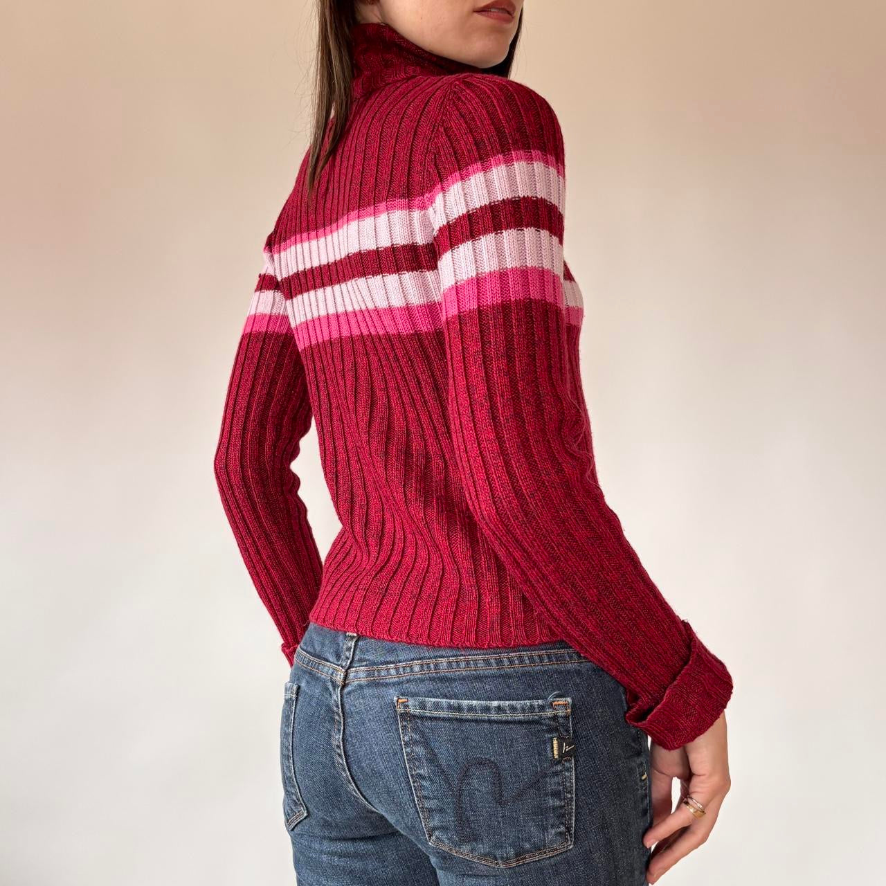 90s Rave Striped Turtleneck Sweater (S)