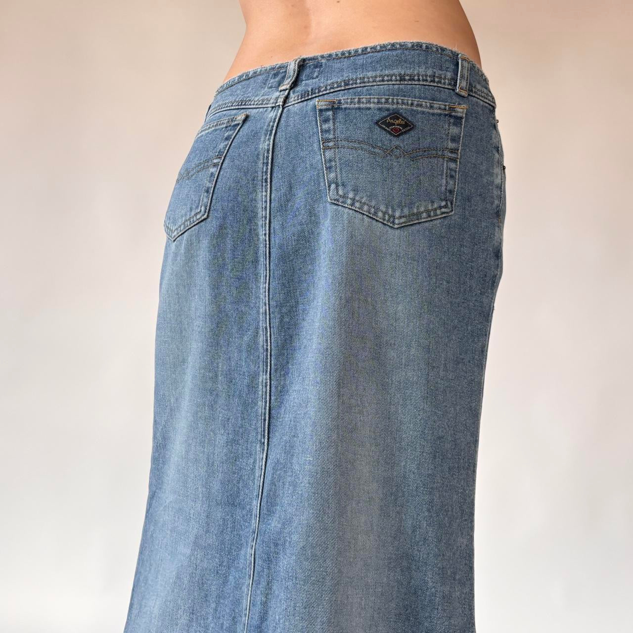 Y2K Deadstock Angels Denim Maxi Skirt (S/M)