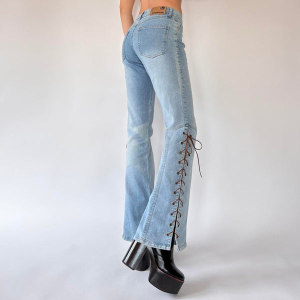 Y2K Lace-Up Jeans (XS/S)