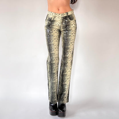 Y2K Snakeskin Flare Pants (S)