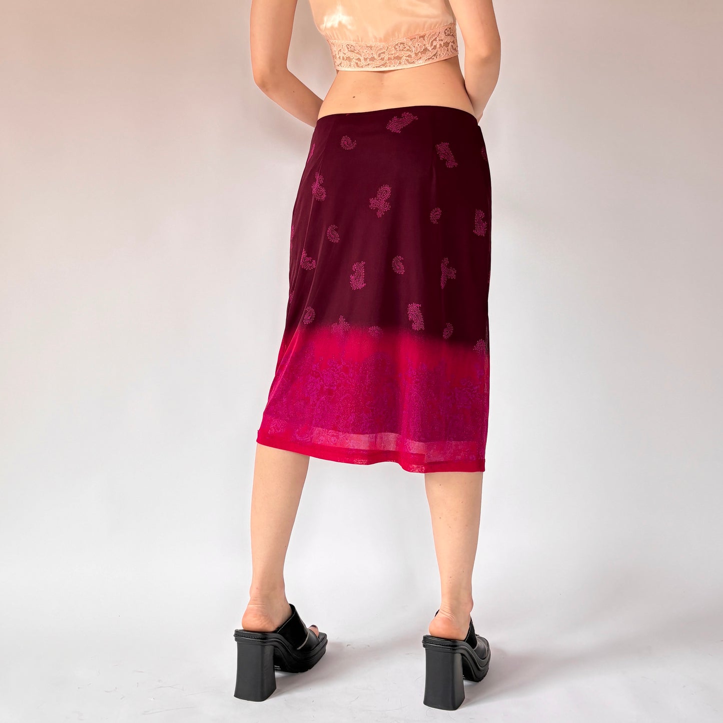 Y2K Mesh Sunset Midi Skirt (M)
