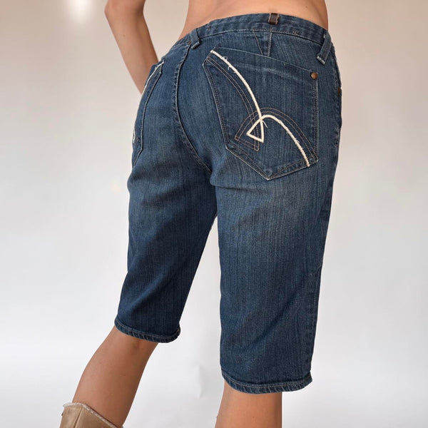 Y2K Low Rise Denim Bermuda Shorts (S/M)