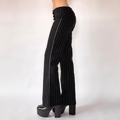 Y2K Low Rise Pinstripe Flare Pants (XS)