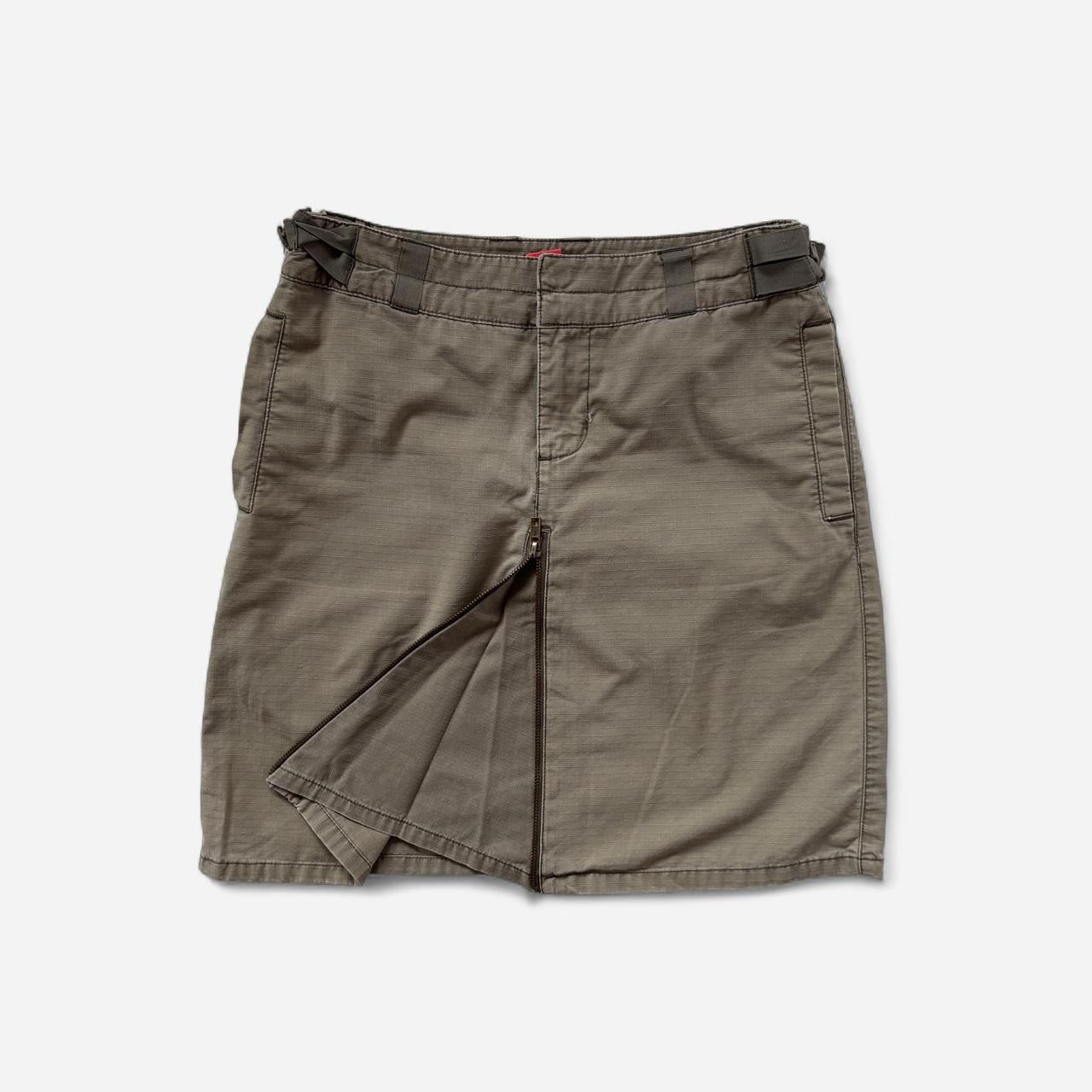 Y2K Cargo Zipper Midi Skirt (S)