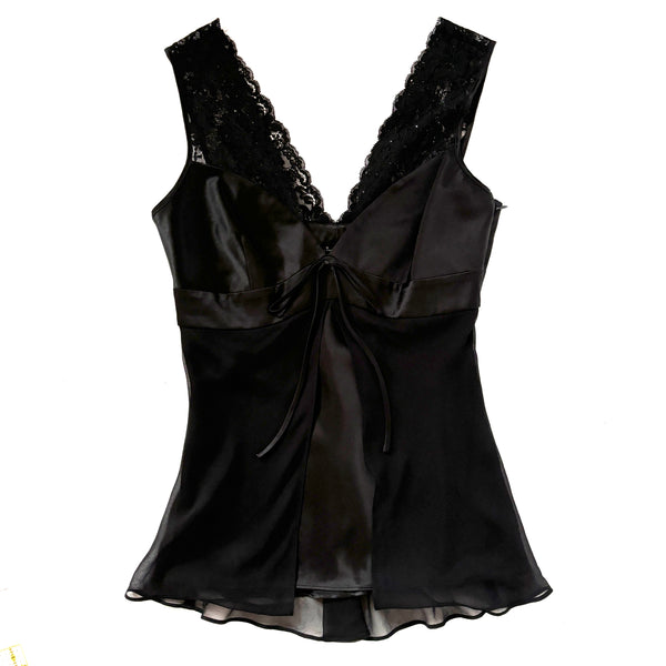 Y2K Noir Silk Cami (XS/S)