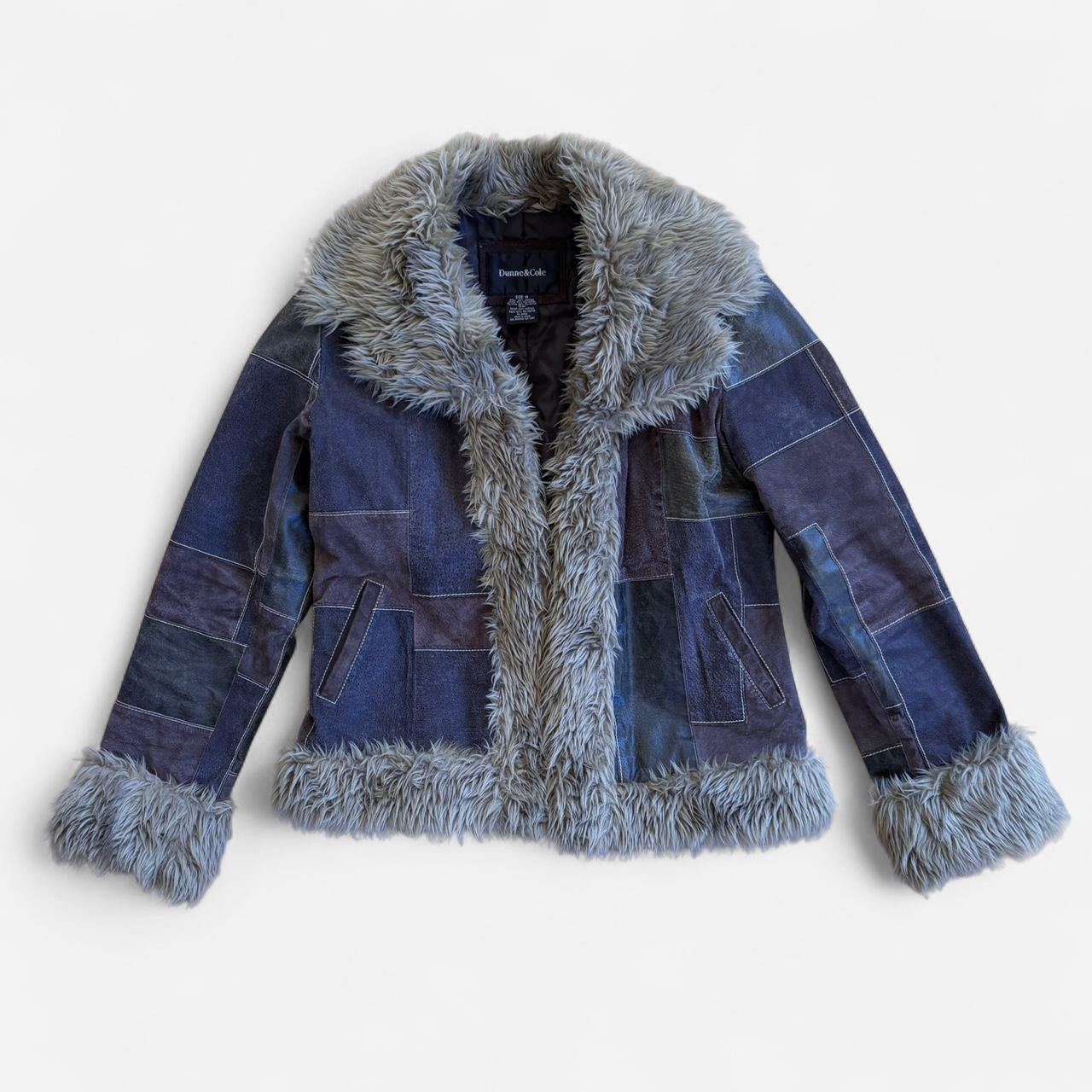 Y2K Patchwork Leather & Faux Fur Jacket (M)