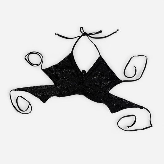 Y2K Noir Beaded Butterfly Top (S)