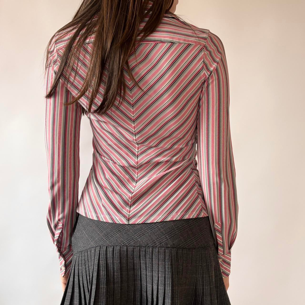 Y2K Striped Button Down Top (XS/S)