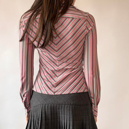 Y2K Striped Button Down Top (XS/S)