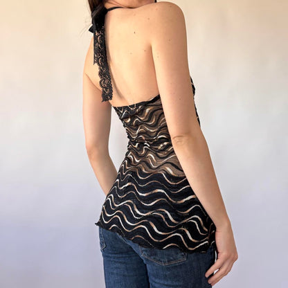 Y2K Lacy Halter Top (XS/S)