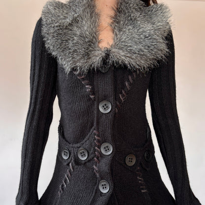 Y2K Faux Fur Cardigan (M)