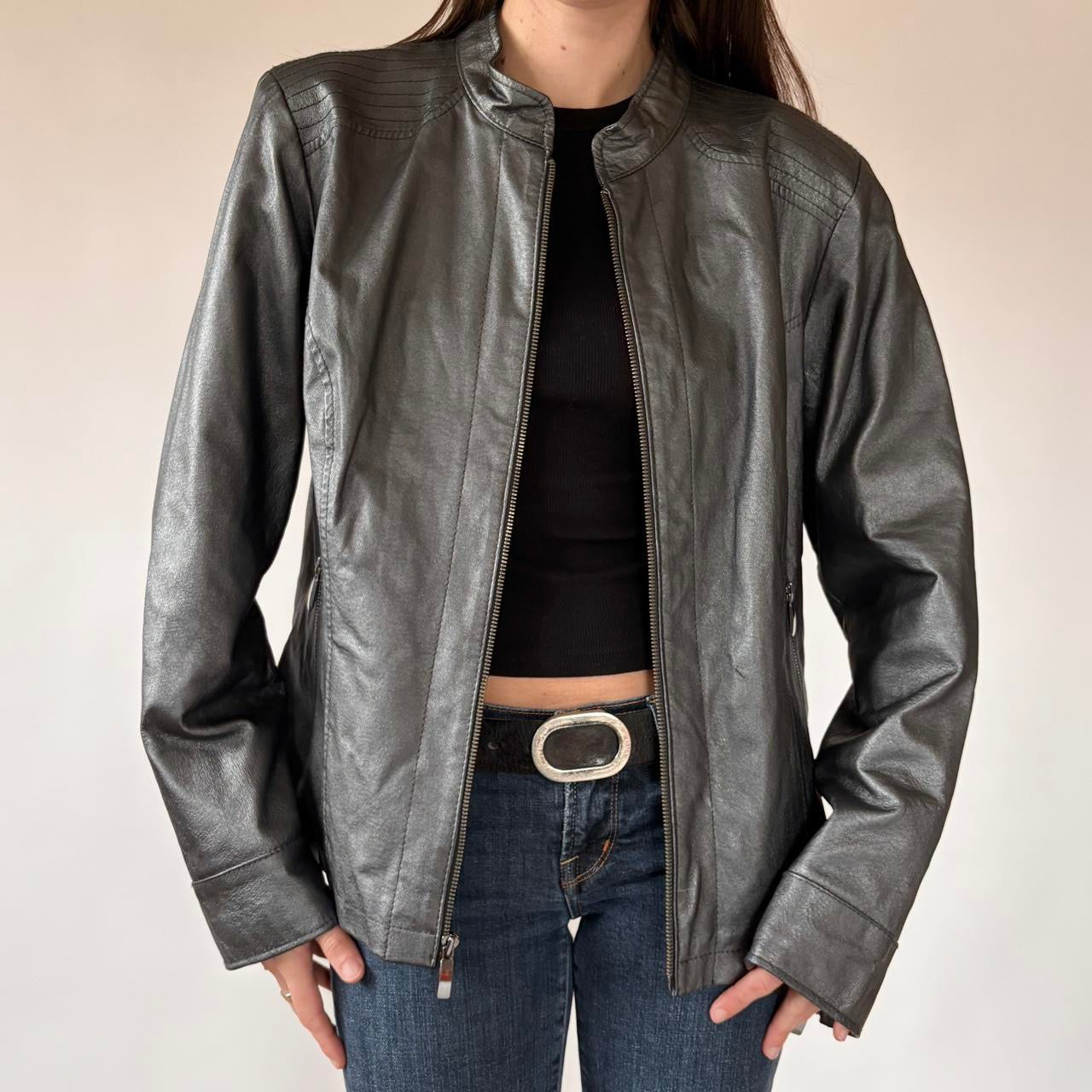 Chrome Genuine Leather Moto Jacket (XL/1X)